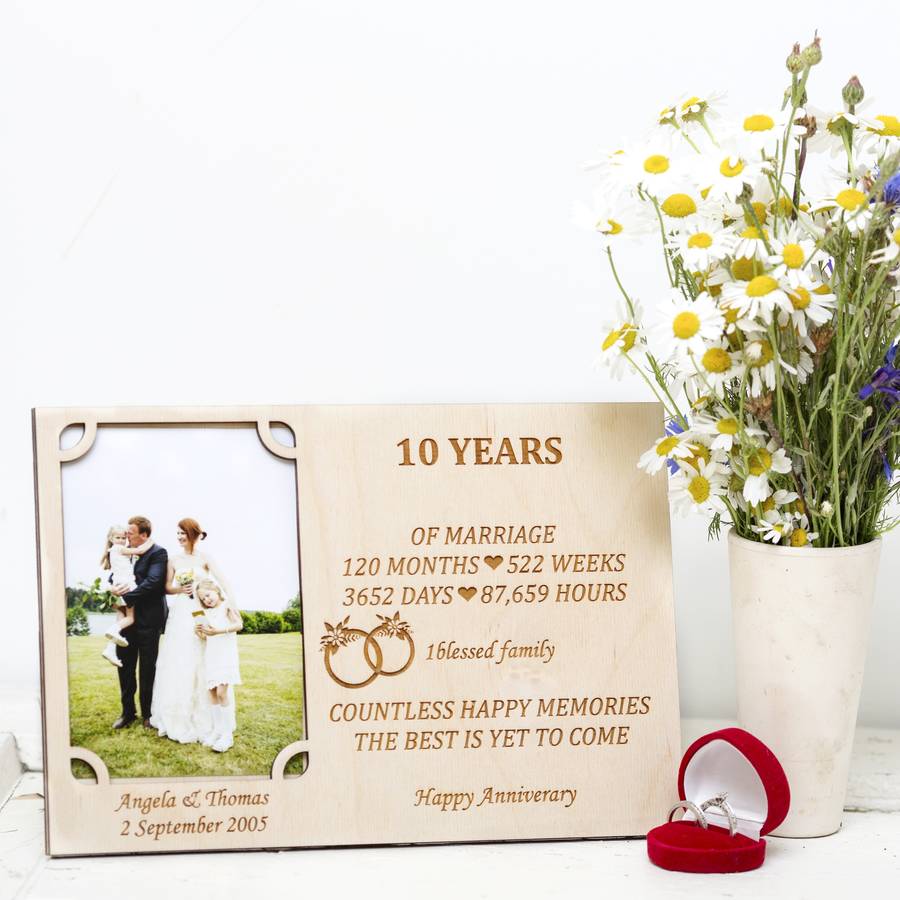 10th Wedding Anniversary Personalised Photo Frame | Picture frames Home Accessories Picture frames