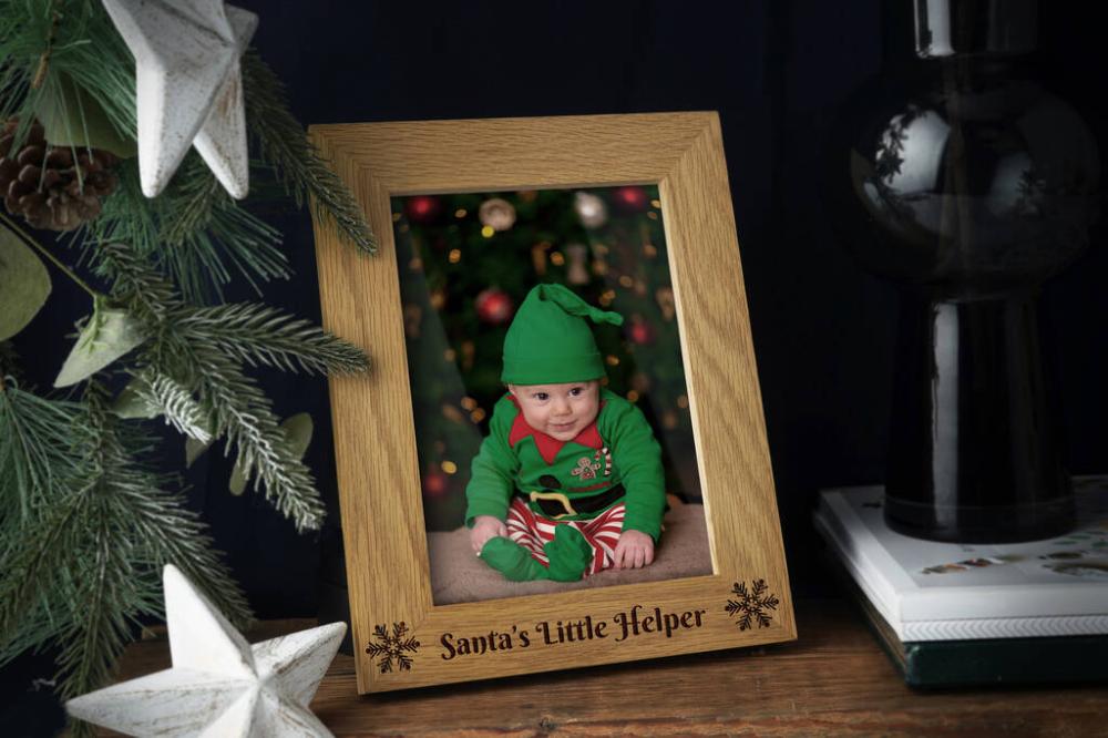 5×7 Oak Photo Frame ‘Santa’s Little Helper’ | Picture frames Home Accessories Picture frames