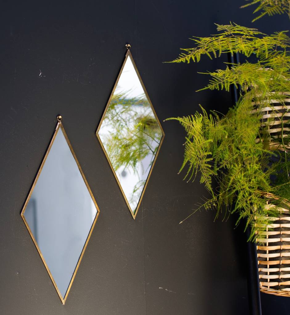 Antique Brass Diamond Mirror | Mirrors Home Accessories Mirrors