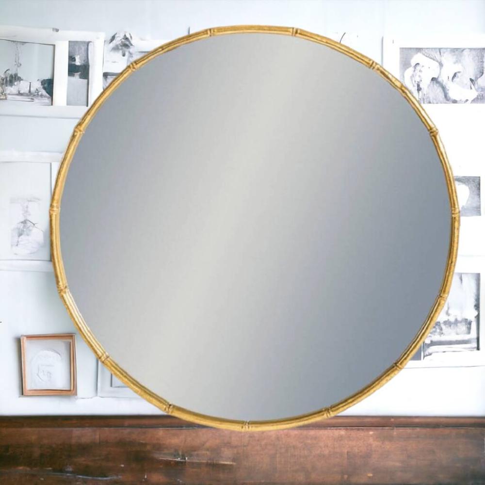 Antique Gold Round Metal Bamboo Wall Mirror | Mirrors Home Accessories Mirrors