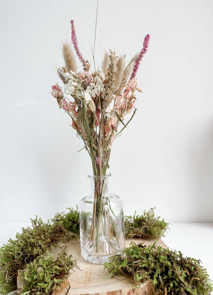 Antique Pink Dried Flower Posey With Vase | Dried flowers Dried flowers Dried flowers