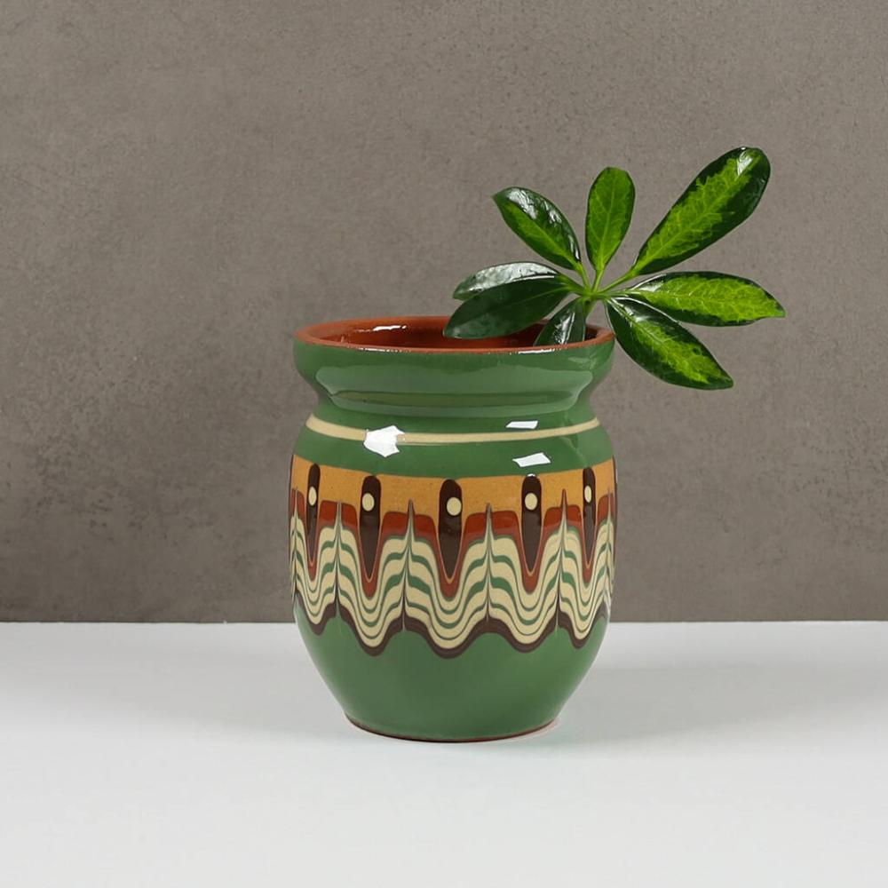 Bella’ Artisanal Flower Vase In Green Colour | Plant pots Home Accessories Plant pots