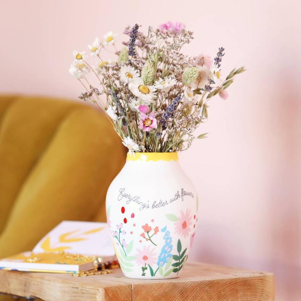 Better With Flowers Floral Ceramic Quote Vase | Vases Home Accessories Vases