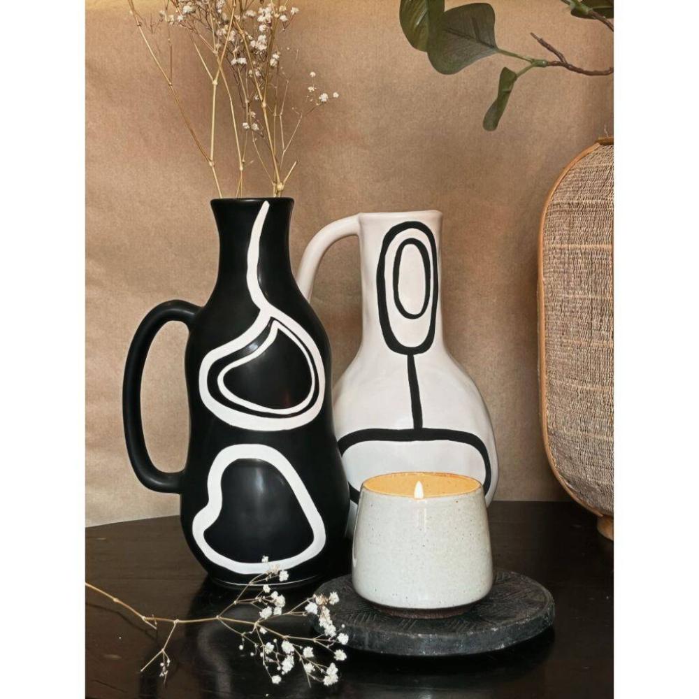 Black And White Vase With Handle | Vases Home Accessories Vases