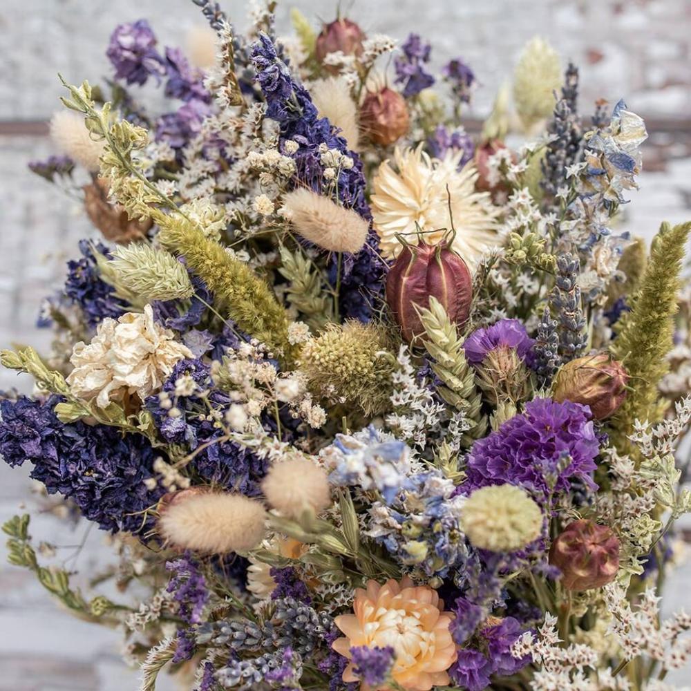 Blue And Ivory Dried Flower Wedding Bouquet | Dried flowers Dried flowers Dried flowers