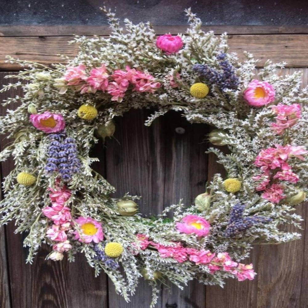 Blue And Pink Hanging Wreath Large | Floral wreaths Floral wreaths Floral wreaths