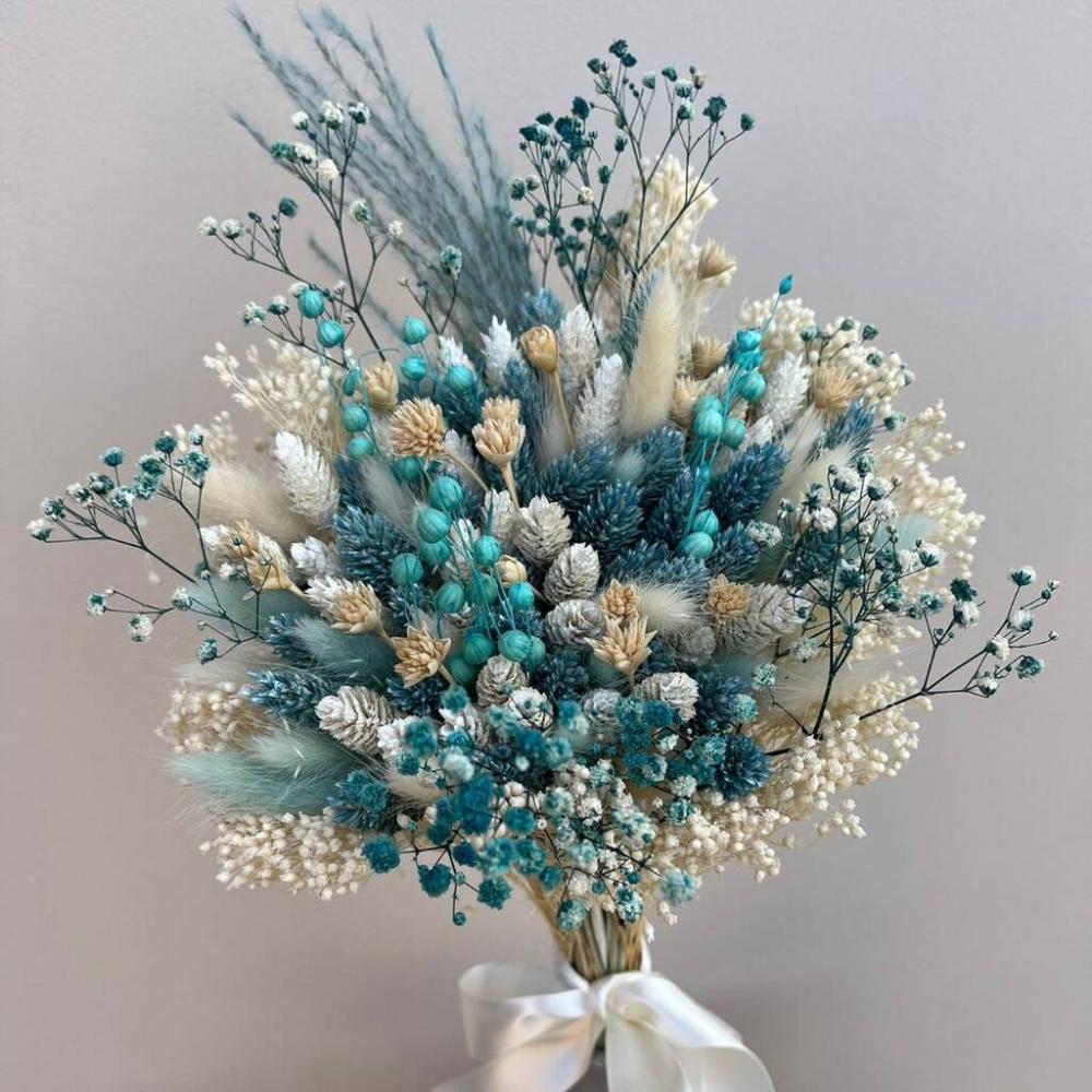 Blue Dried Flower Bouquet With Gypsophila | Dried flowers Dried flowers Dried flowers