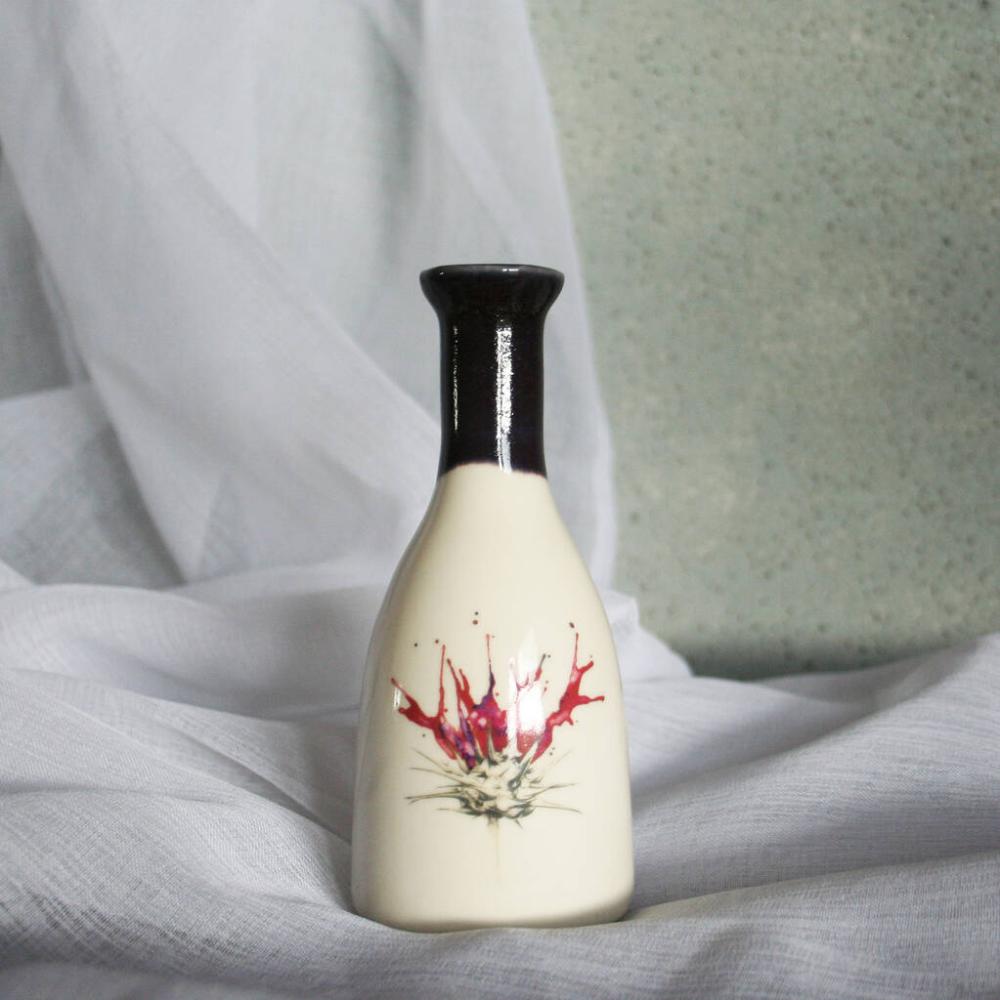 Ceramic Bottle Vase Floral Milk Thistle Design | Vases Home Accessories Vases