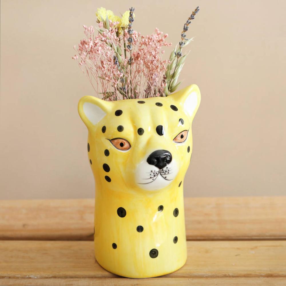 Ceramic Leopard Head Vase, H19cm | Vases Home Accessories Vases