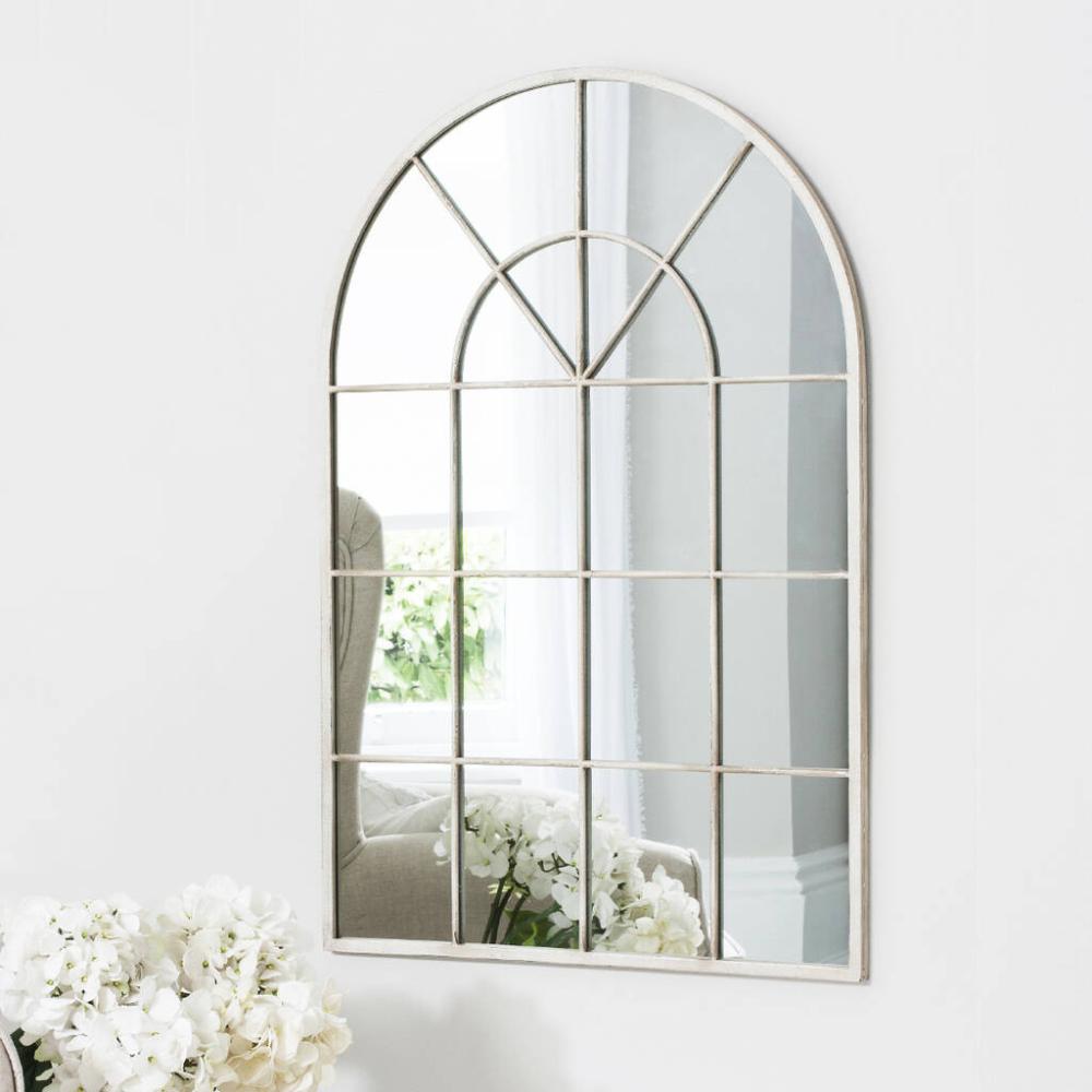 Cream Metal Arched Window Mirror | Mirrors Home Accessories Mirrors