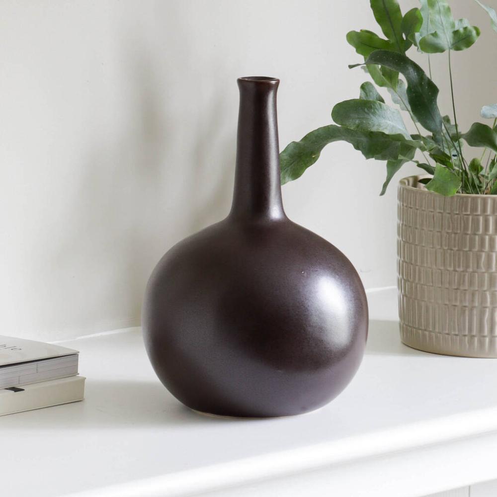 Dark Bulbous Ceramic Vase | Vases Home Accessories Vases