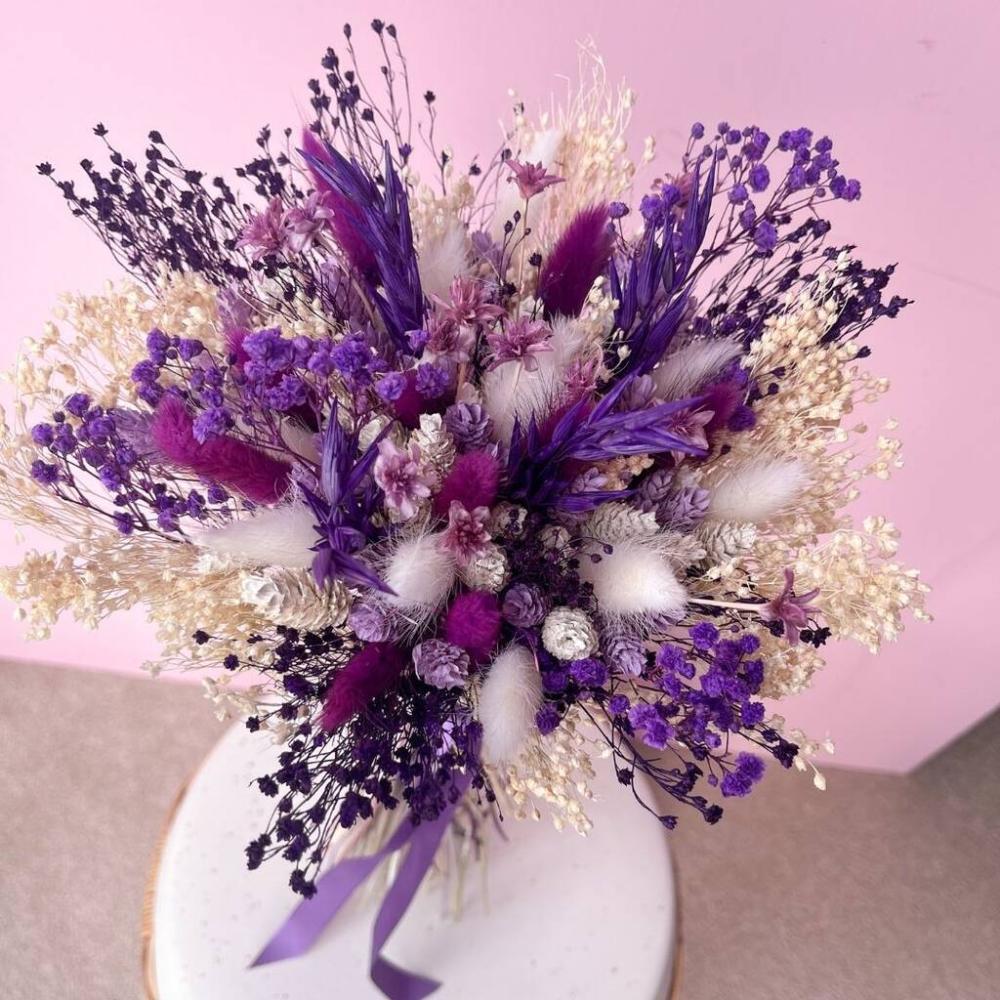 Deep Purple Dried Flower Bouquet With Gypsophila | Dried flowers Dried flowers Dried flowers