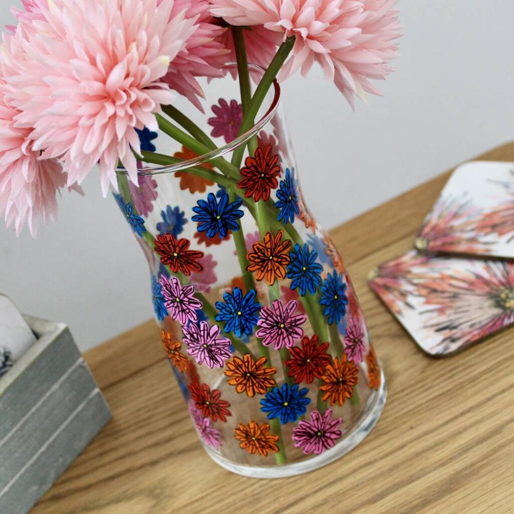 Ditsy Floral Hand Painted Small Glass Vase | Vases Home Accessories Vases