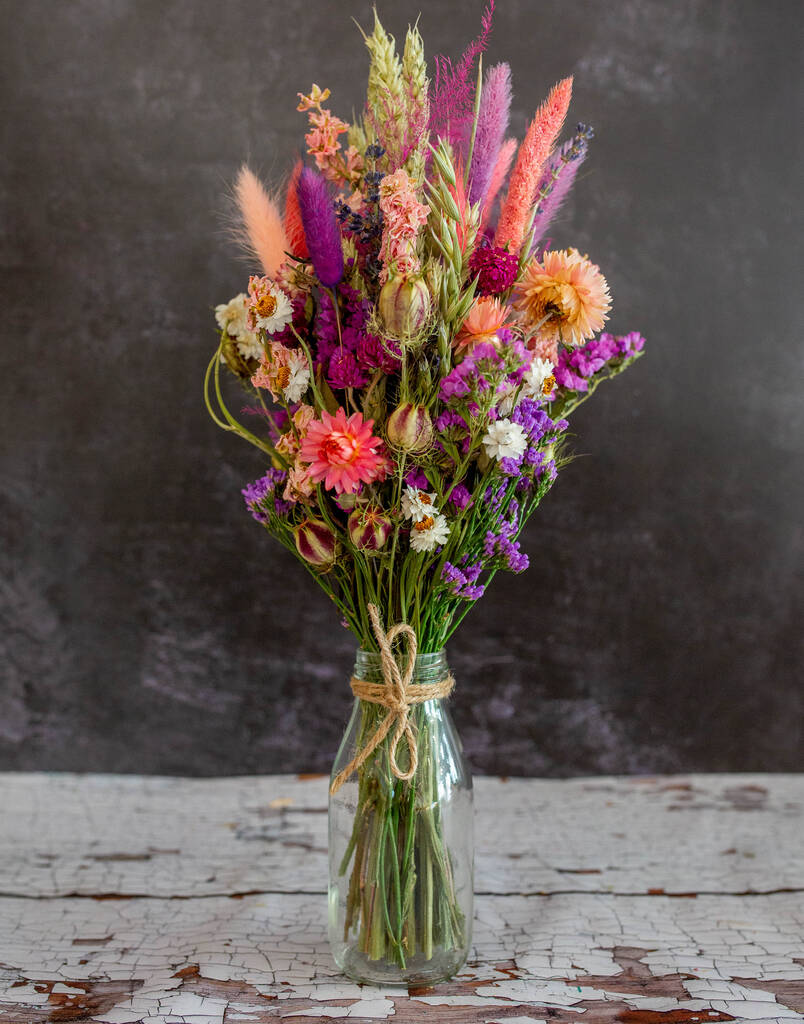 Dried Flower Milk Bottle Arrangement | Dried flowers Dried flowers Dried flowers