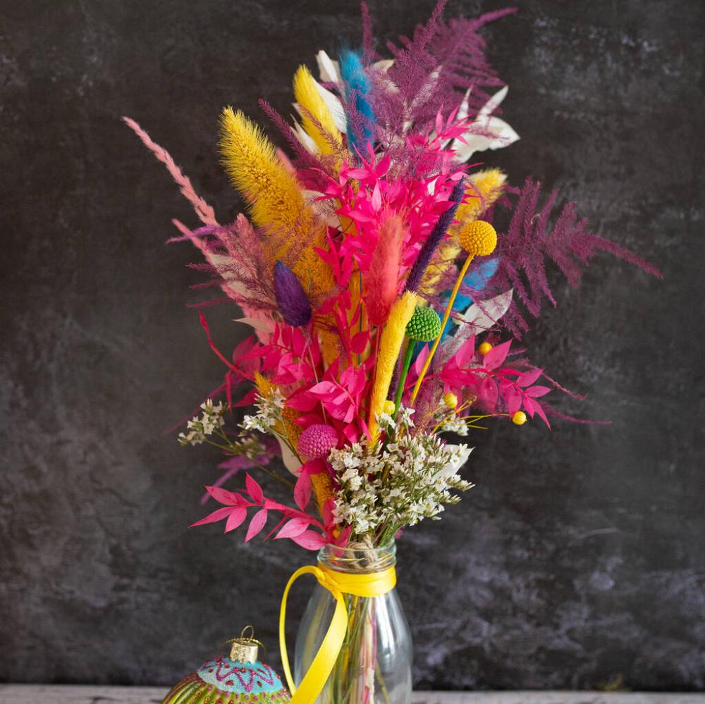 Dried Flower Mini Milk Bottle In Bright Colours | Dried flowers Dried flowers Dried flowers