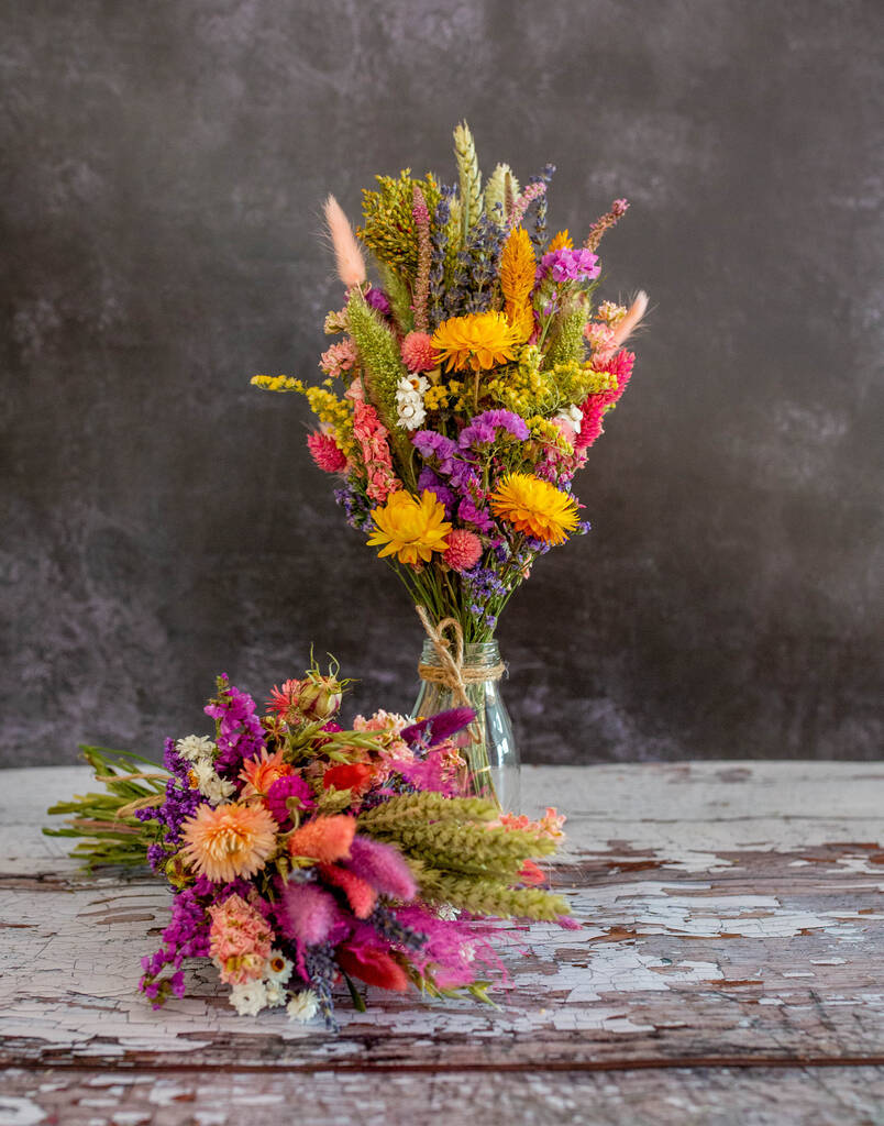 Dried Flower Mini Milk Bottle In Spring Shades | Dried flowers Dried flowers Dried flowers