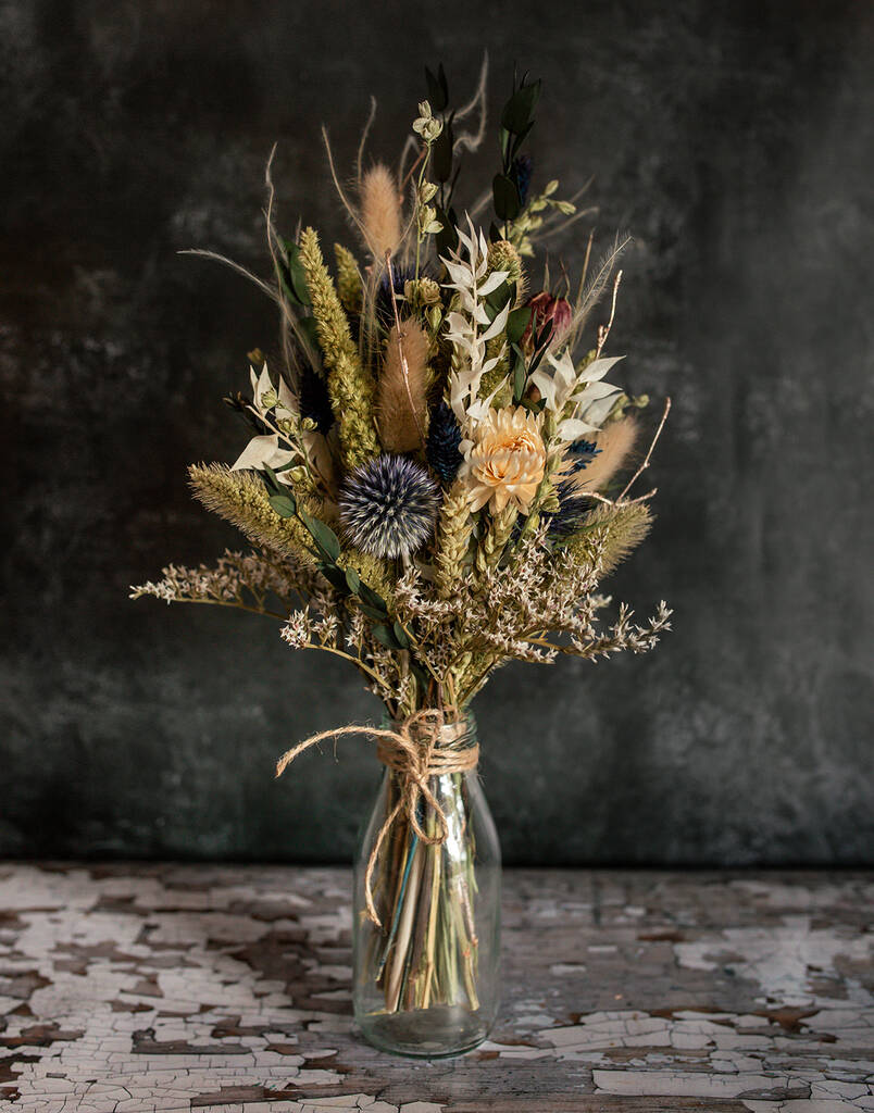 Dried Flower Mini Milk Bottle With Thistles | Dried flowers Dried flowers Dried flowers