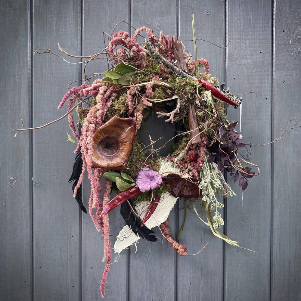 Dried Moss Wreath With Mushroom Amaranthus | Floral wreaths Floral wreaths Floral wreaths