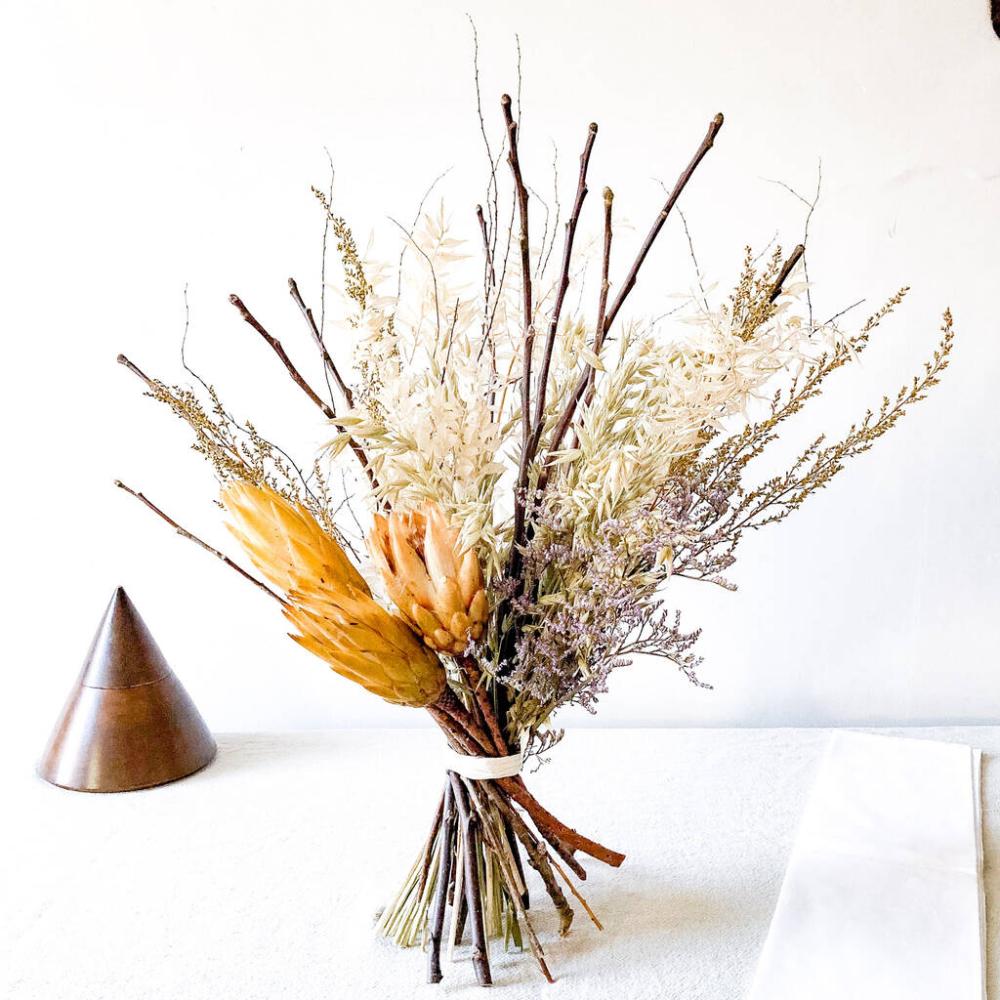 Dried Oat And Ruscus Bouquet With Proteas | Dried flowers Dried flowers Dried flowers