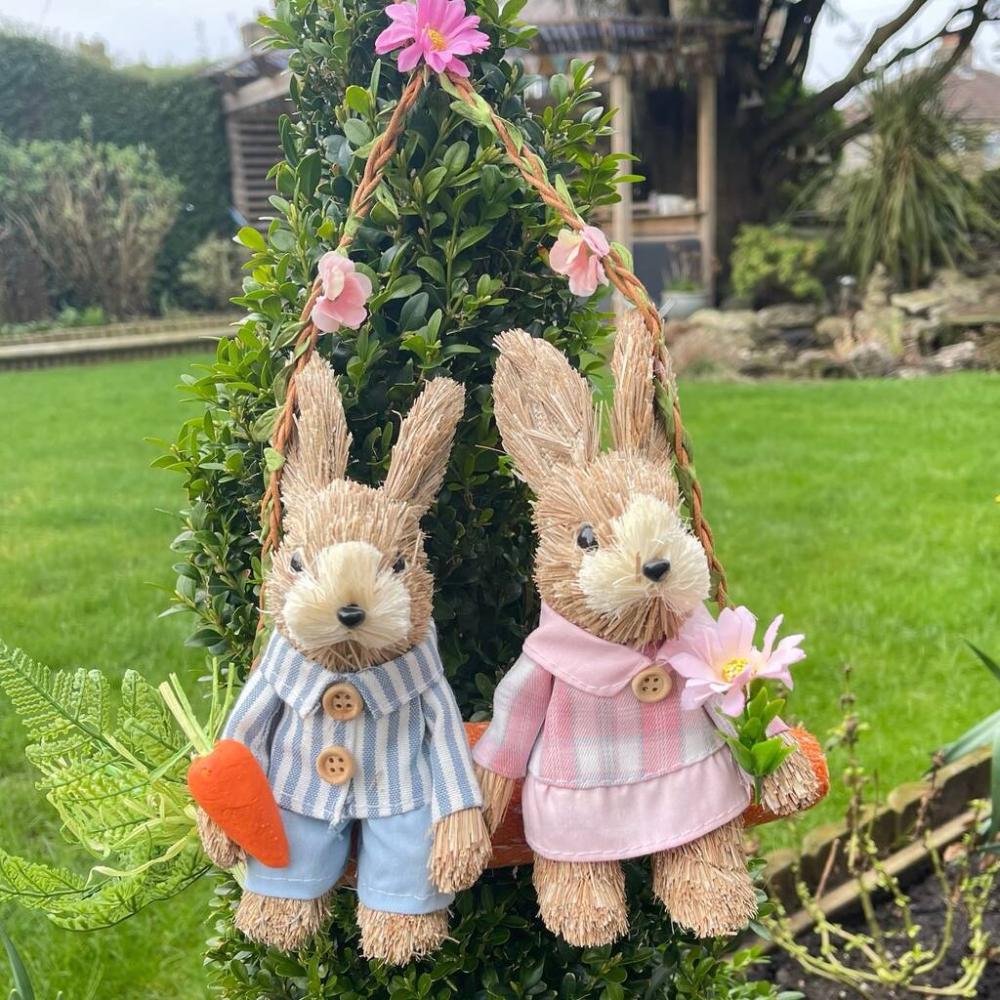 Easter Decorative Bunny On Swing Decoration | Floral wreaths Floral wreaths Floral wreaths