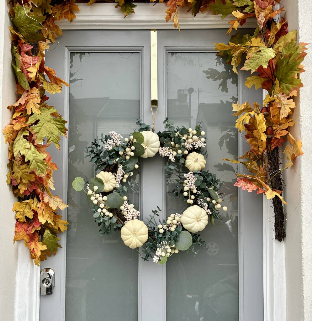 Faux Eucalyptus Large Autumnal Wreath White And Green | Floral wreaths Floral wreaths Floral wreaths