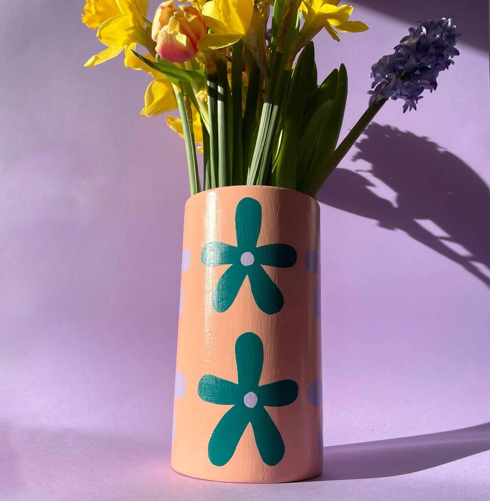 Flower Hand Painted Cylinder Vase | Vases Home Accessories Vases