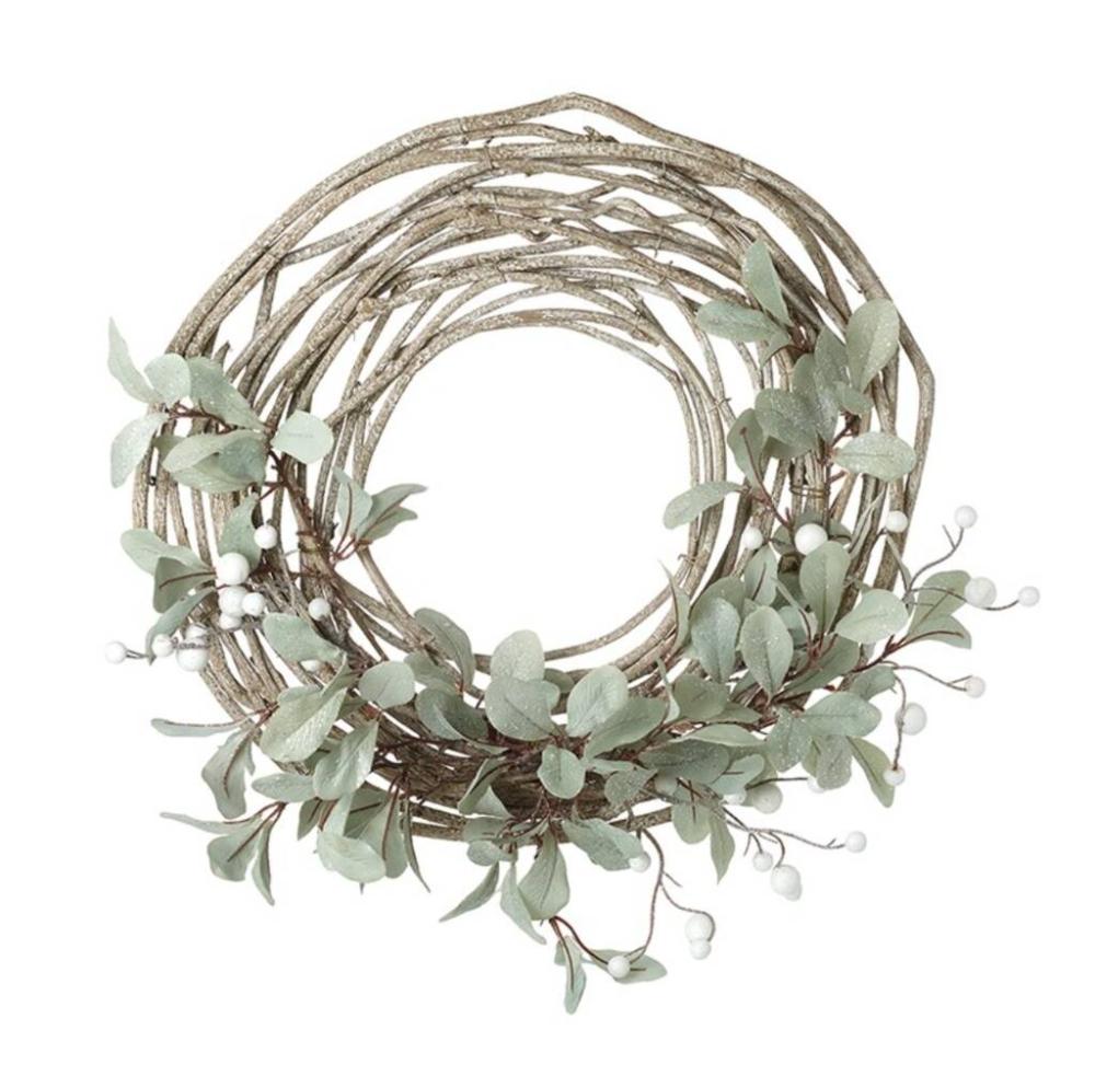 Frosted Mistletoe And Leaf Half Wreath | Floral wreaths Floral wreaths Floral wreaths