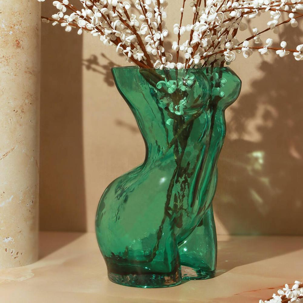 G Decor Extra Large Teal Female Torso Shaped Glass Vase | Vases Home Accessories Vases