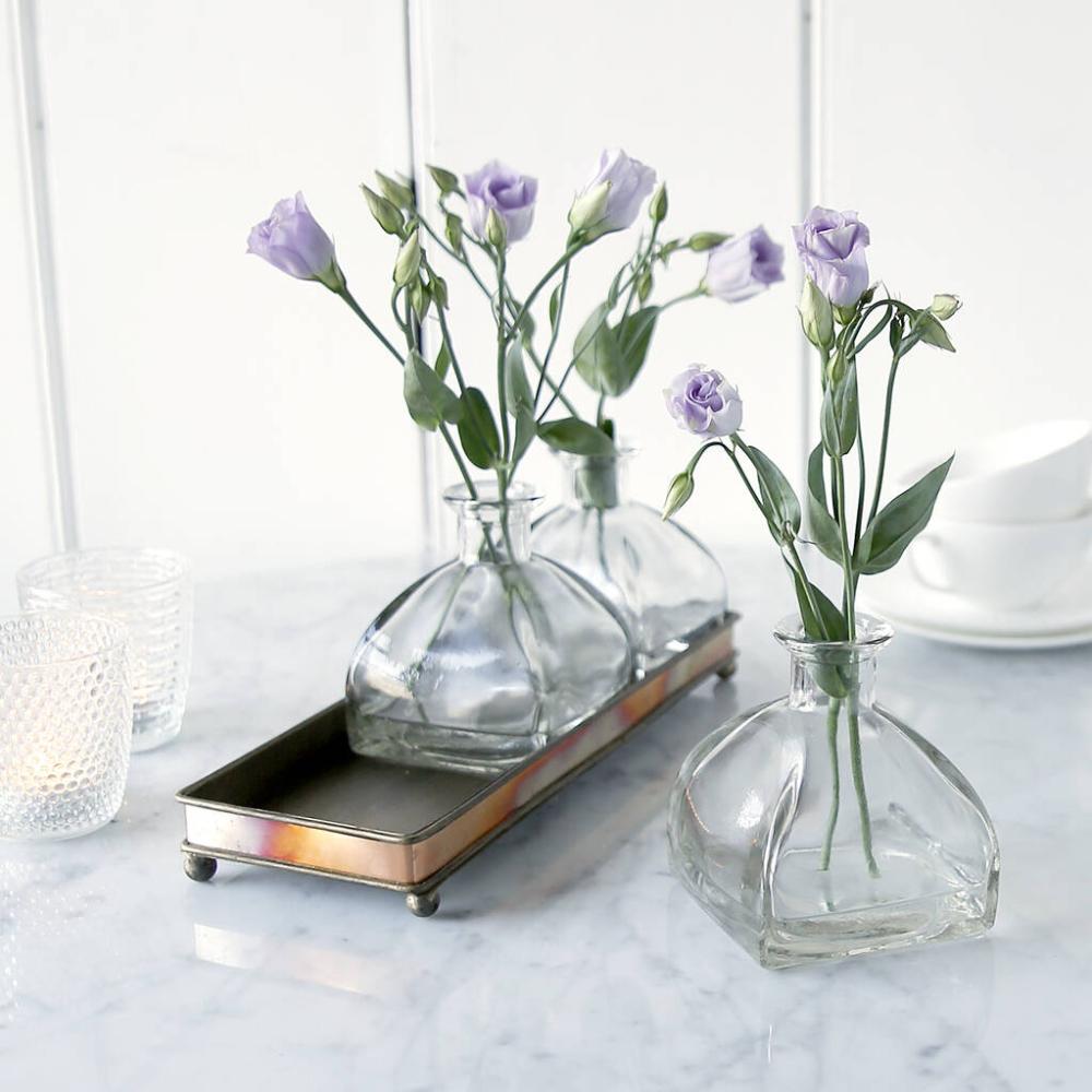 Glass Bottle Vase Trio On Tray | Vases Home Accessories Vases