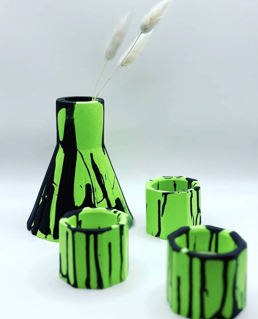 Graffiti Black And Green Vase | Vases Home Accessories Vases