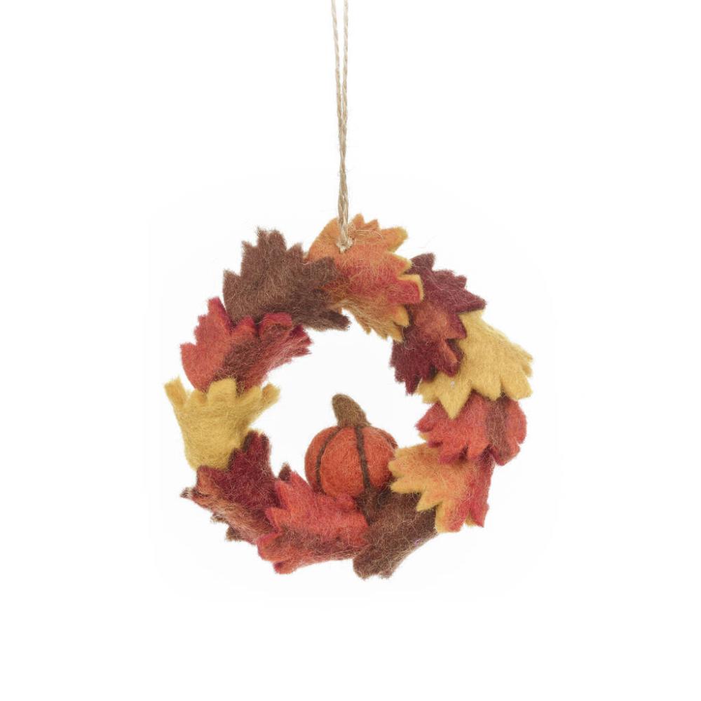 Handmade Felt Autumn Leaves And Pumpkin Wreath | Floral wreaths Floral wreaths Floral wreaths