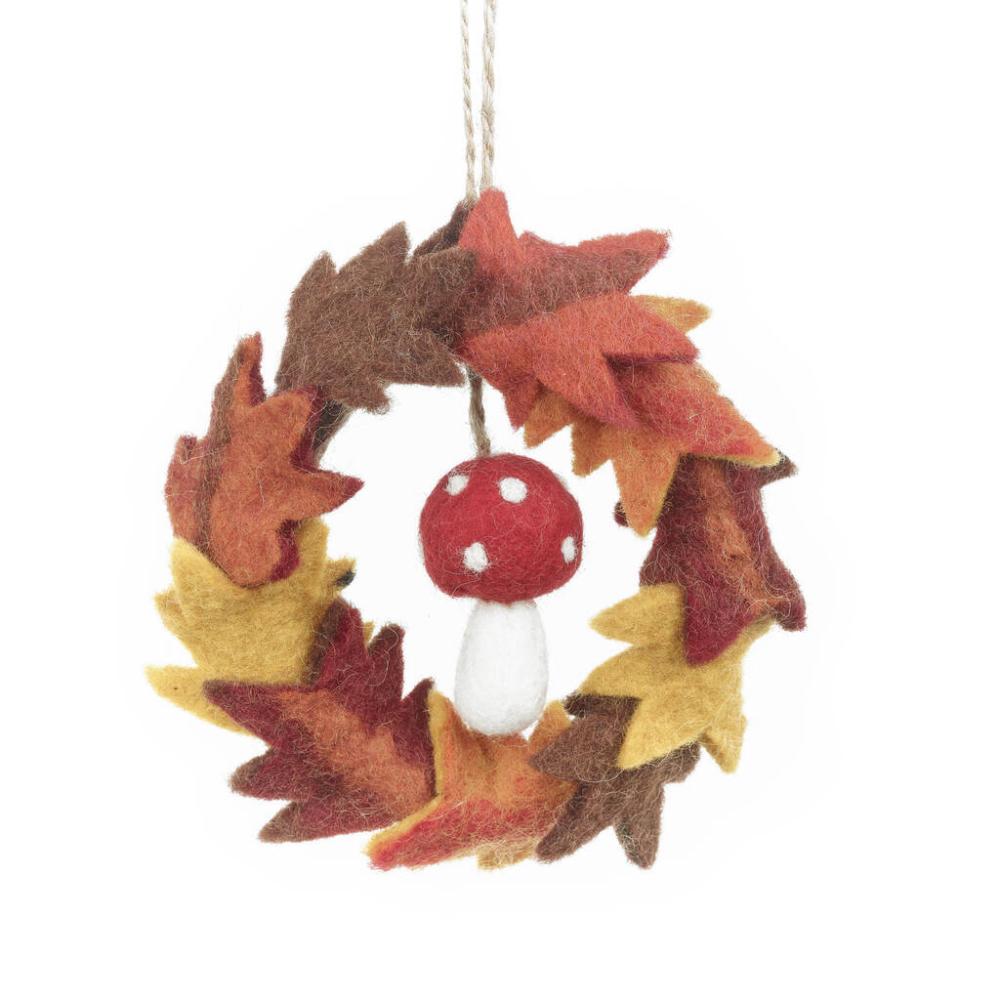 Handmade Felt Autumn Leaves And Toadstool Wreath | Floral wreaths Floral wreaths Floral wreaths