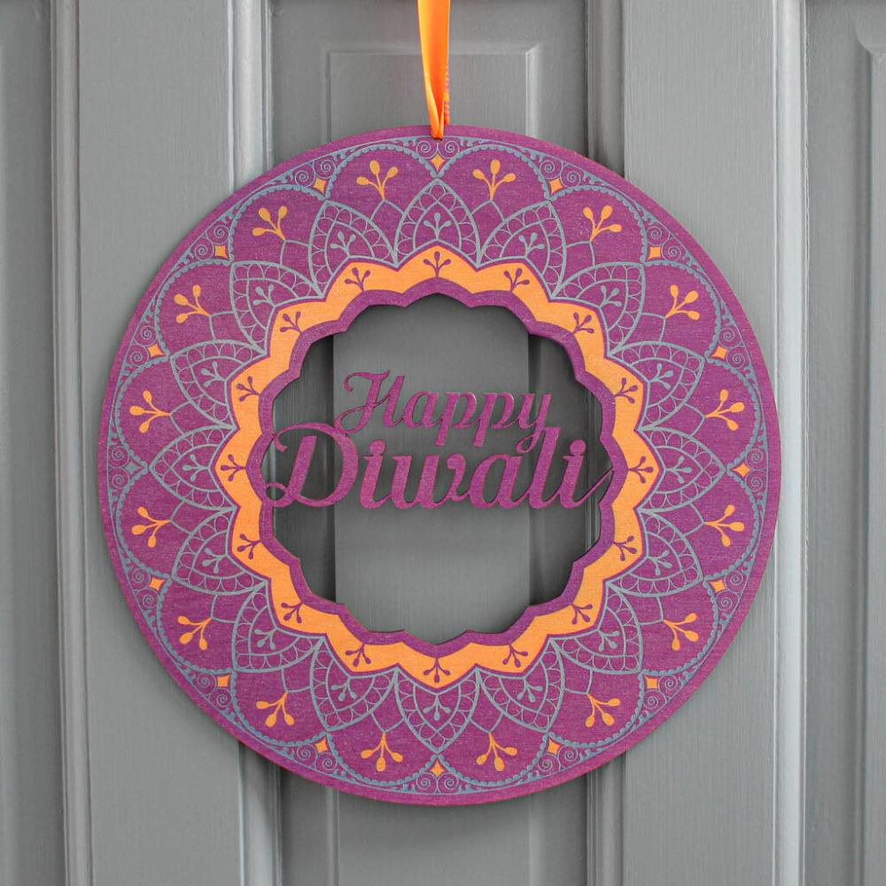 Happy Diwali Wreath In Wood | Floral wreaths Floral wreaths Floral wreaths