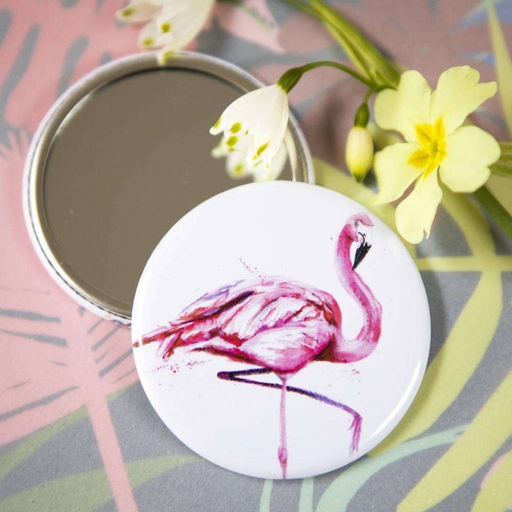 Inky Flamingo Compact Mirror | Mirrors Home Accessories Mirrors