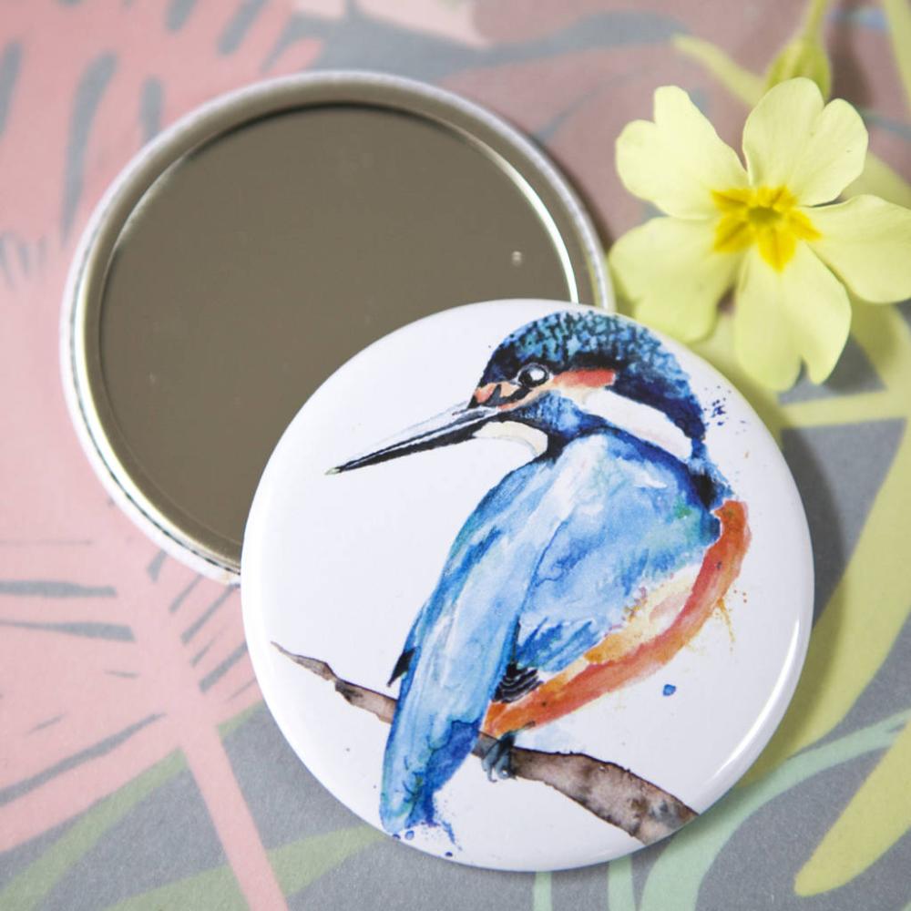 Inky Kingfisher Pocket Compact Mirror | Mirrors Home Accessories Mirrors