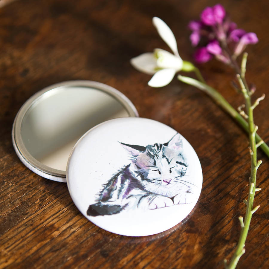 Inky Kitten Pocket Compact Mirror | Mirrors Home Accessories Mirrors