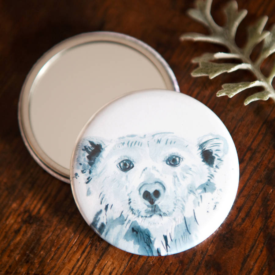 Inky Polar Bear Pocket Compact Mirror | Mirrors Home Accessories Mirrors