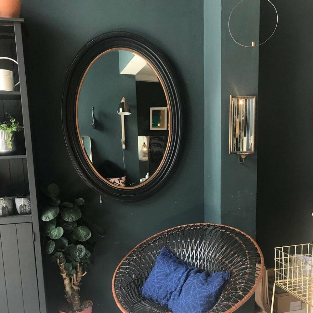 Large Black And Gold Oval Wall Mirror | Mirrors Home Accessories Mirrors