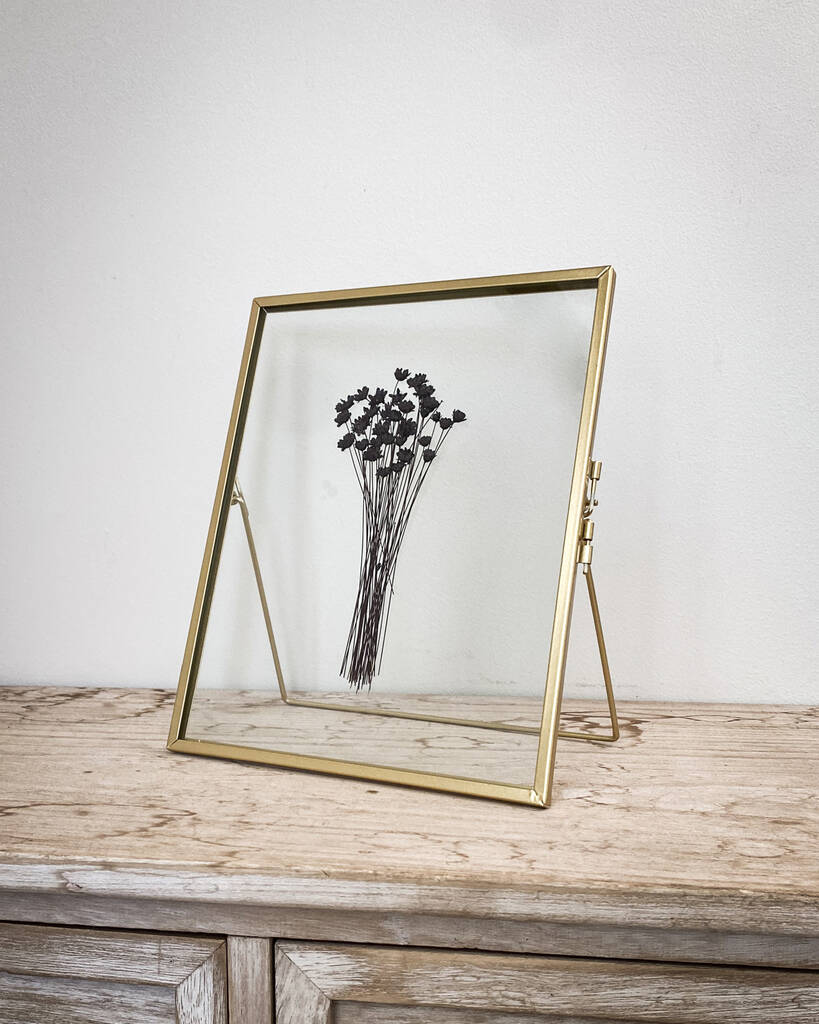 Large Gold Pressed Flower Frame: Black Daisies | Dried flowers Dried flowers Dried flowers