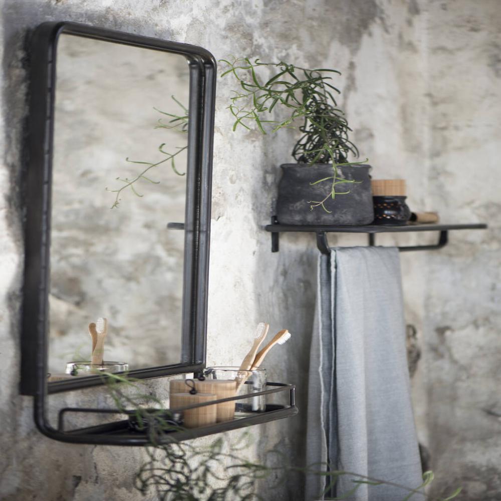 Large Industrial Wall Mirror W Mini Shelf | Mirrors Home Accessories Mirrors