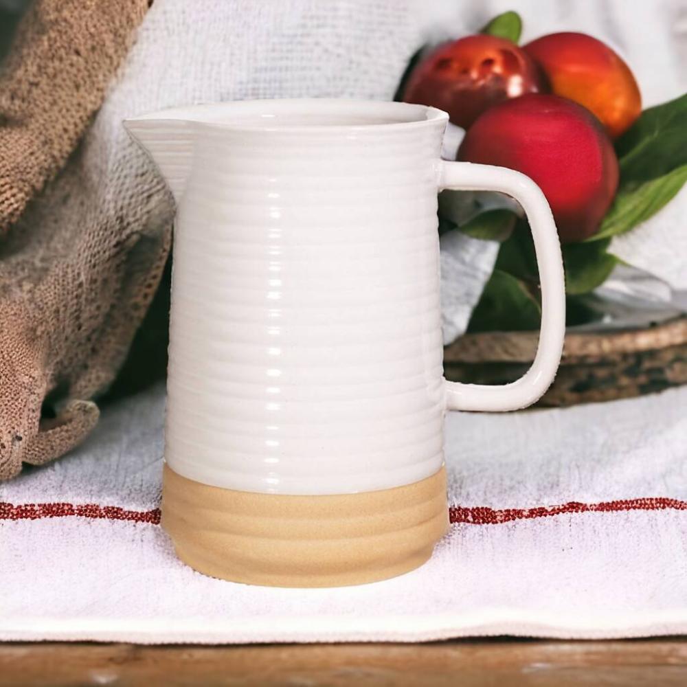 Large White Dip Glaze Ceramic Jug | Vases Home Accessories Vases