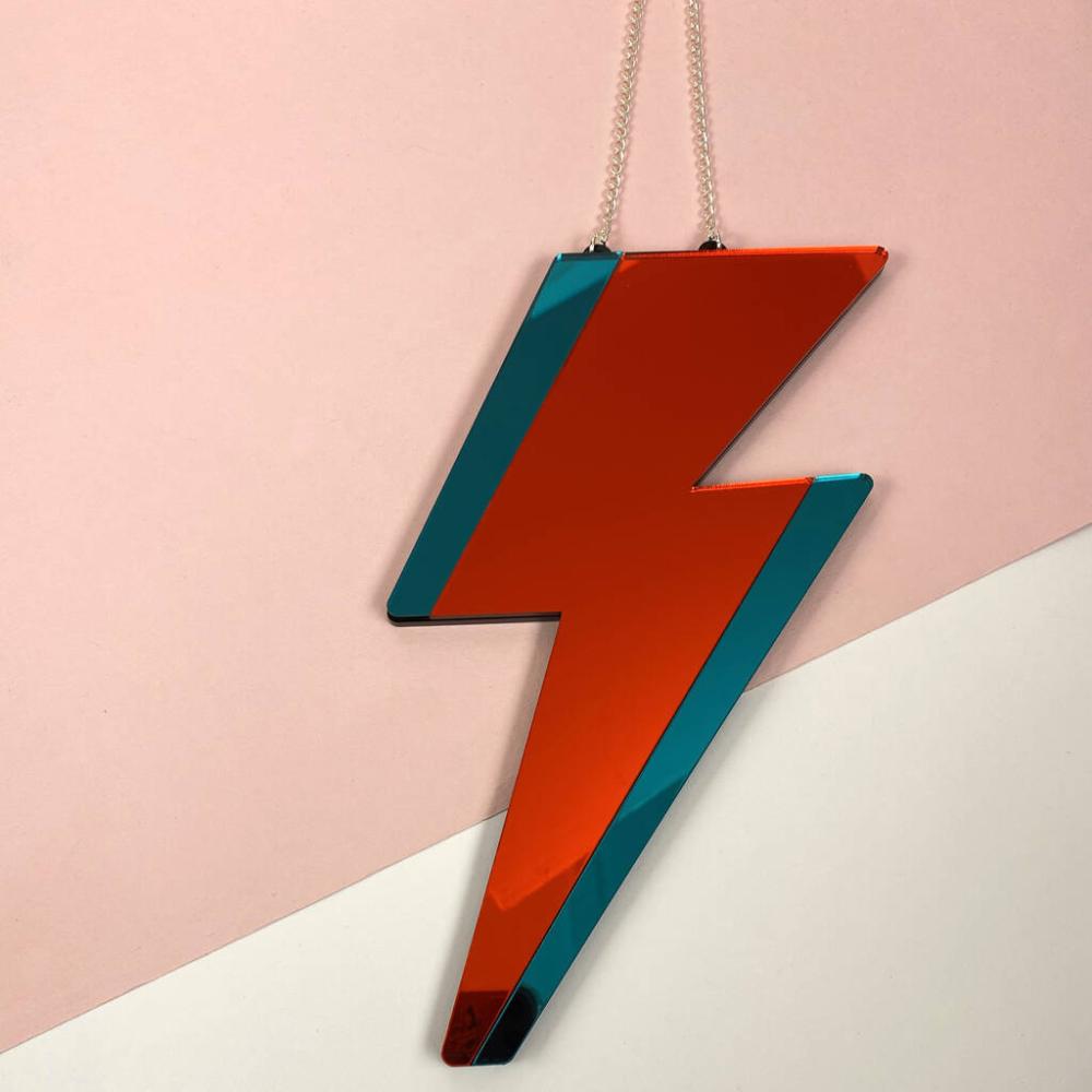 Light Me Lightning Mirror Red And Teal Sides | Mirrors Home Accessories Mirrors