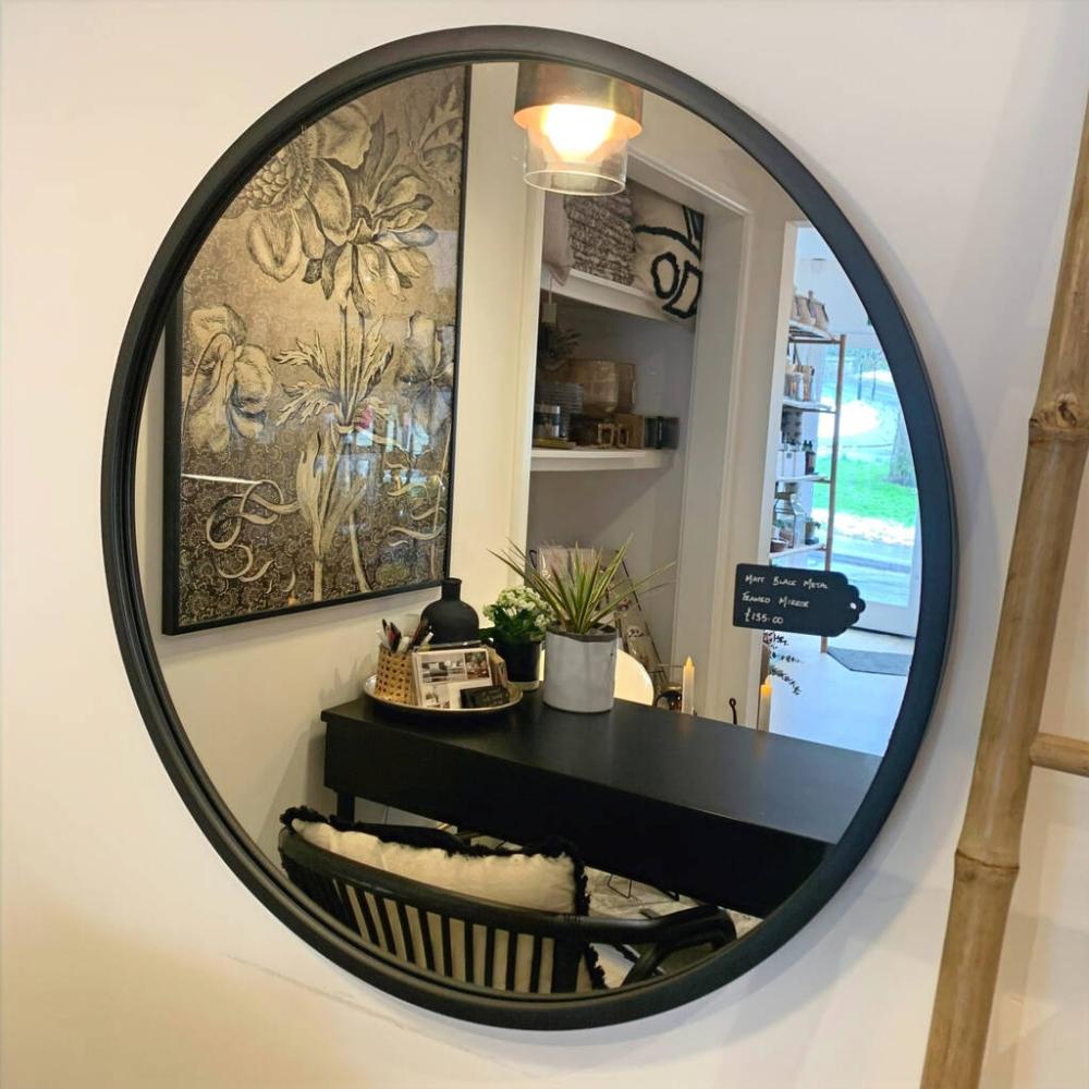 Matt Black Metal Round Wall Mirror | Mirrors Home Accessories Mirrors