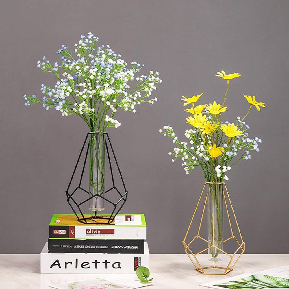 Metal Geometric Frame Flower And Hydroponic Plant Vase | Vases Home Accessories Vases