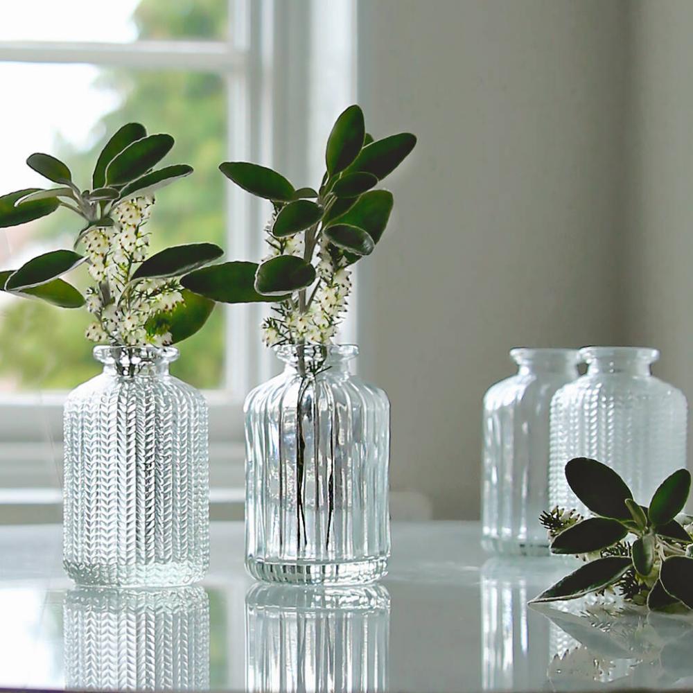 Mini Patterned Glass Bottle Duo | Vases Home Accessories Vases