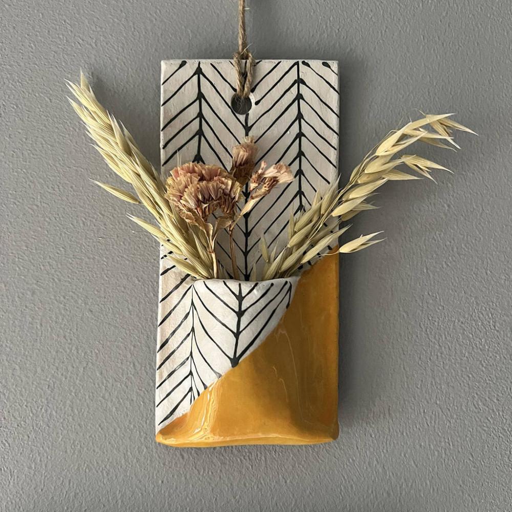 Mustard Herringbone Hanging Vase | Vases Home Accessories Vases