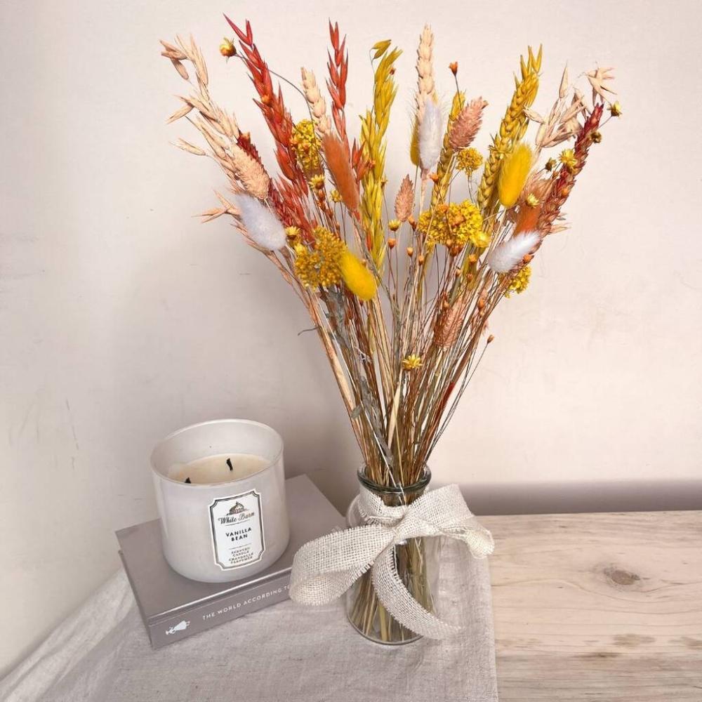 Orange And Yellow Dried Flower Arrangement With Vase | Dried flowers Dried flowers Dried flowers