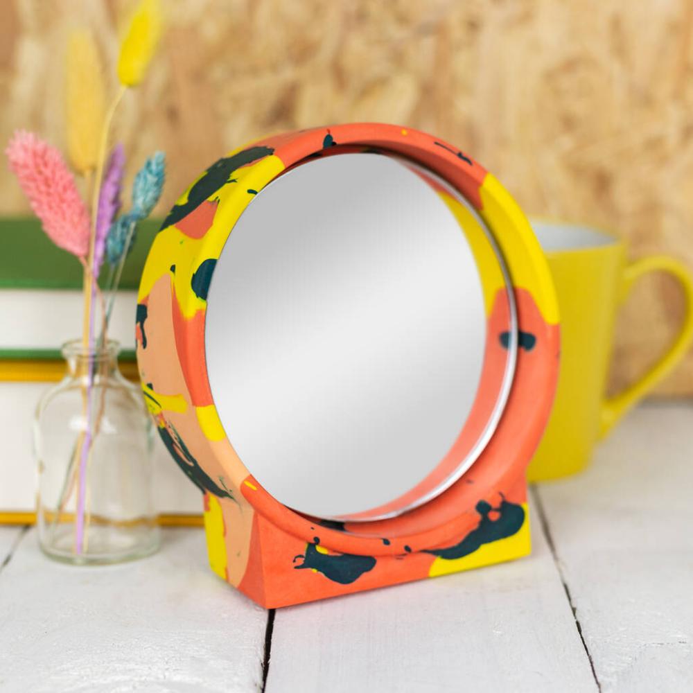 Orange, Green And Yellow Marbled Jesmonite Mirror | Mirrors Home Accessories Mirrors