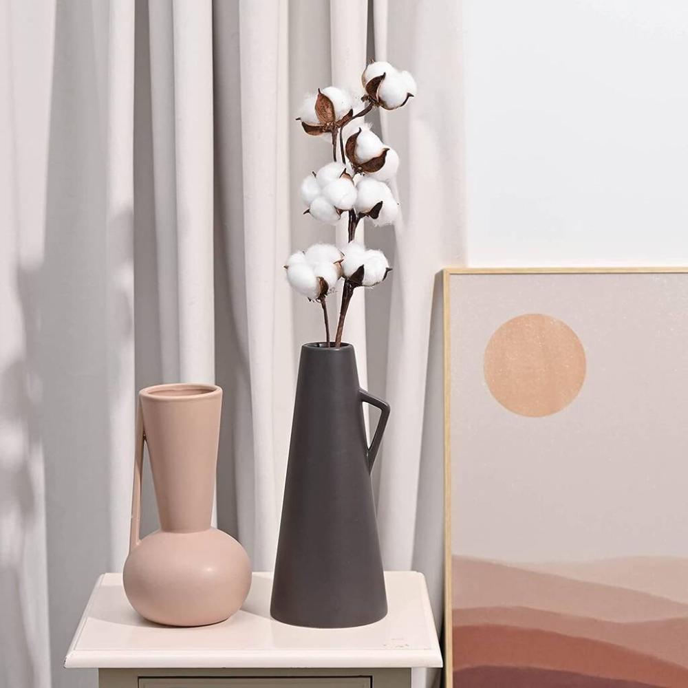 Pack Of Two Dark Brown And Beige Modern Ceramic Vases | Vases Home Accessories Vases