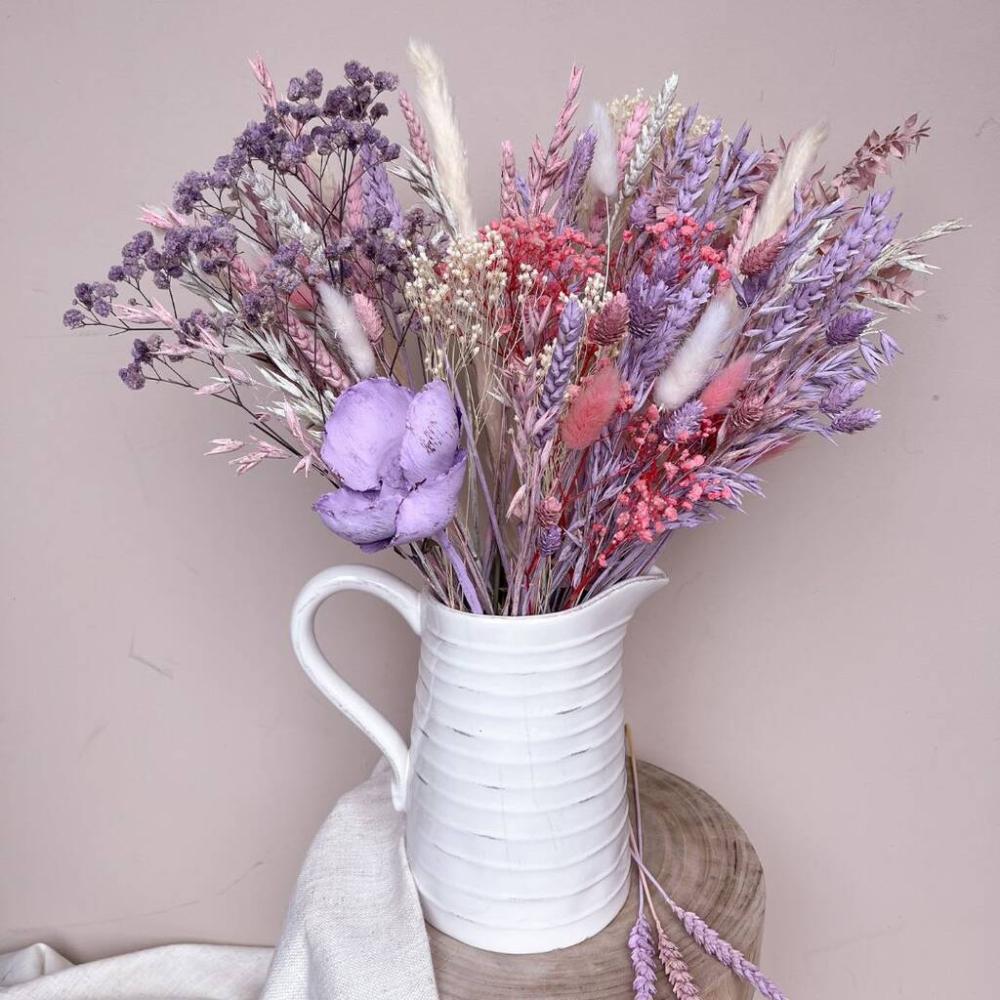 Pastel Pink And Purple Arrangement With Gypsophila | Dried flowers Dried flowers Dried flowers